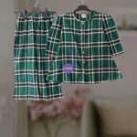 Bottle Green check flannel winter top-set