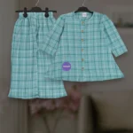 Muted Teal check flannel winter top-set 2-12y (E1T2)