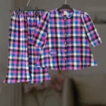 Pink Blue check flannel winter top-set 2-12y (E1T4)