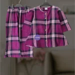 Burgundy check flannel winter top-set 2-12y (E1T7)