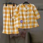 Mustard check flannel winter top-set 2-12y (E1T8)