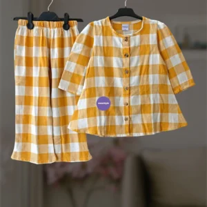 Mustard check flannel winter top-set 2-12y (E1T8)
