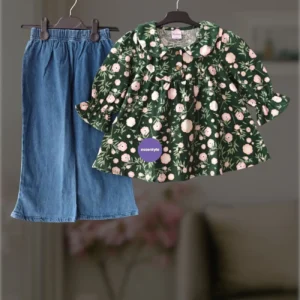 Forest Green flannel winter top-set 2-12y (E2T1)