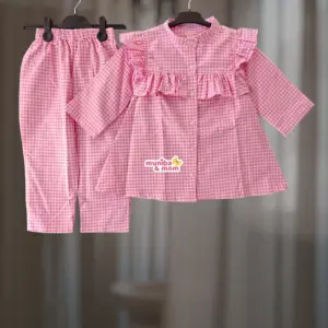 Pink Check Mix Cotton Top-set 2-12y (M8T1)