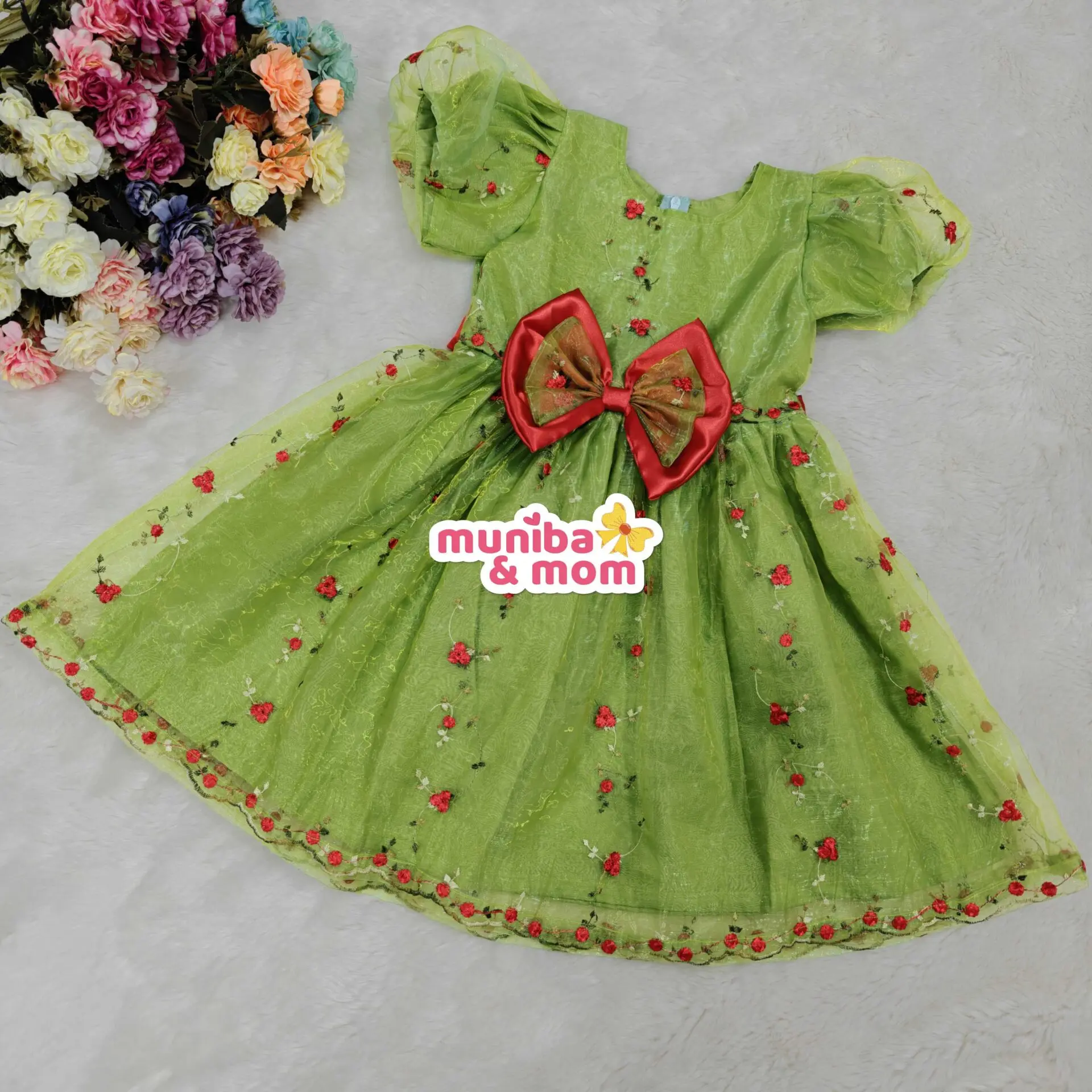 Lemon Soft Organza Party Frock OP4T1 - Image 2