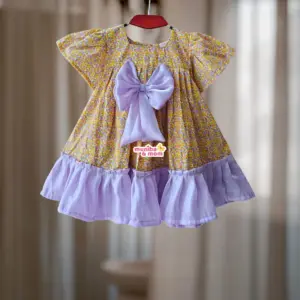  Yellow Lavender Premium Cotton Frock CC77T1