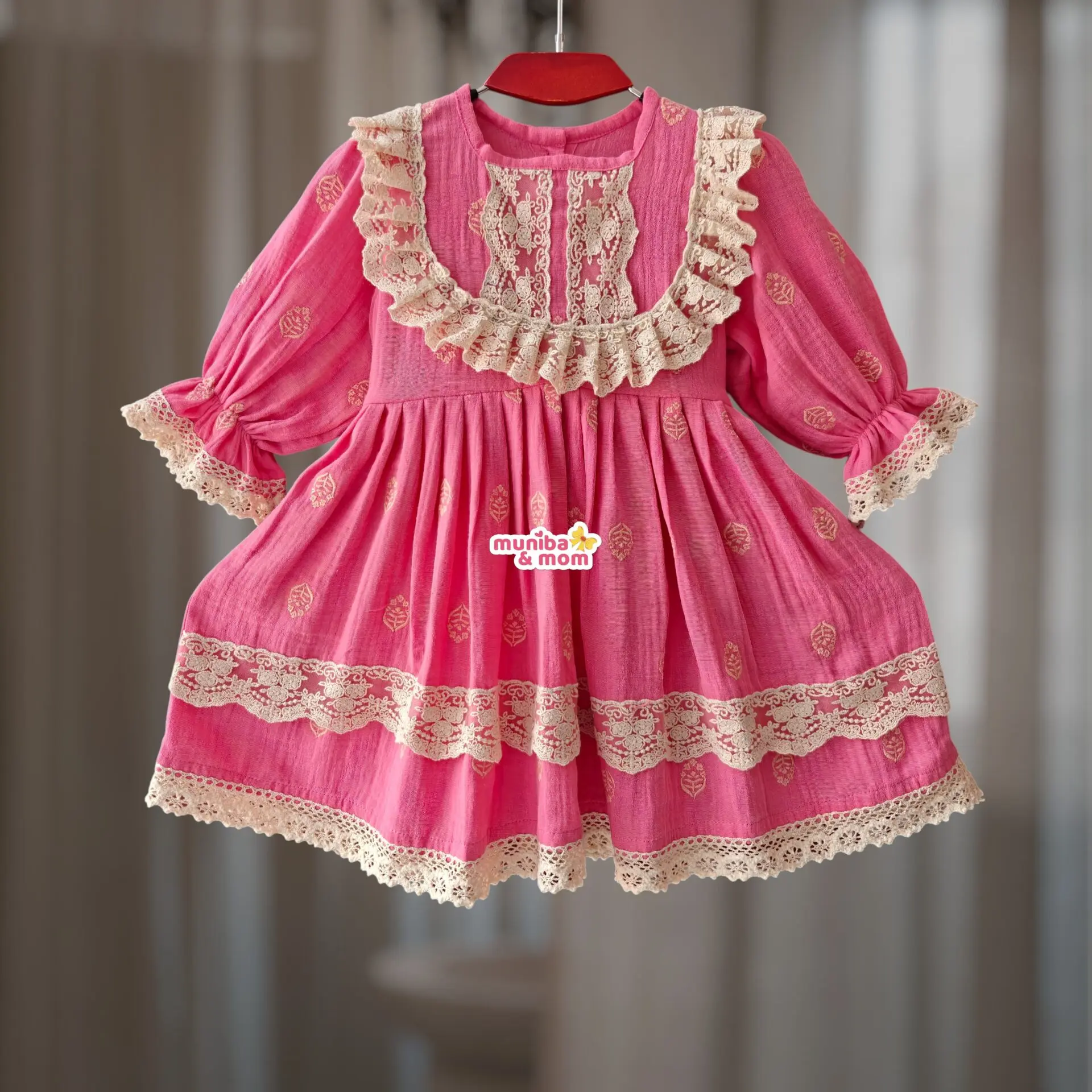 Camellia pink muslin cotton frock