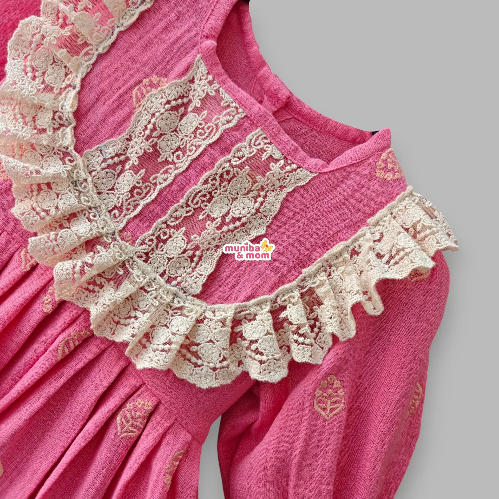 Camellia pink muslin cotton frock - Image 2