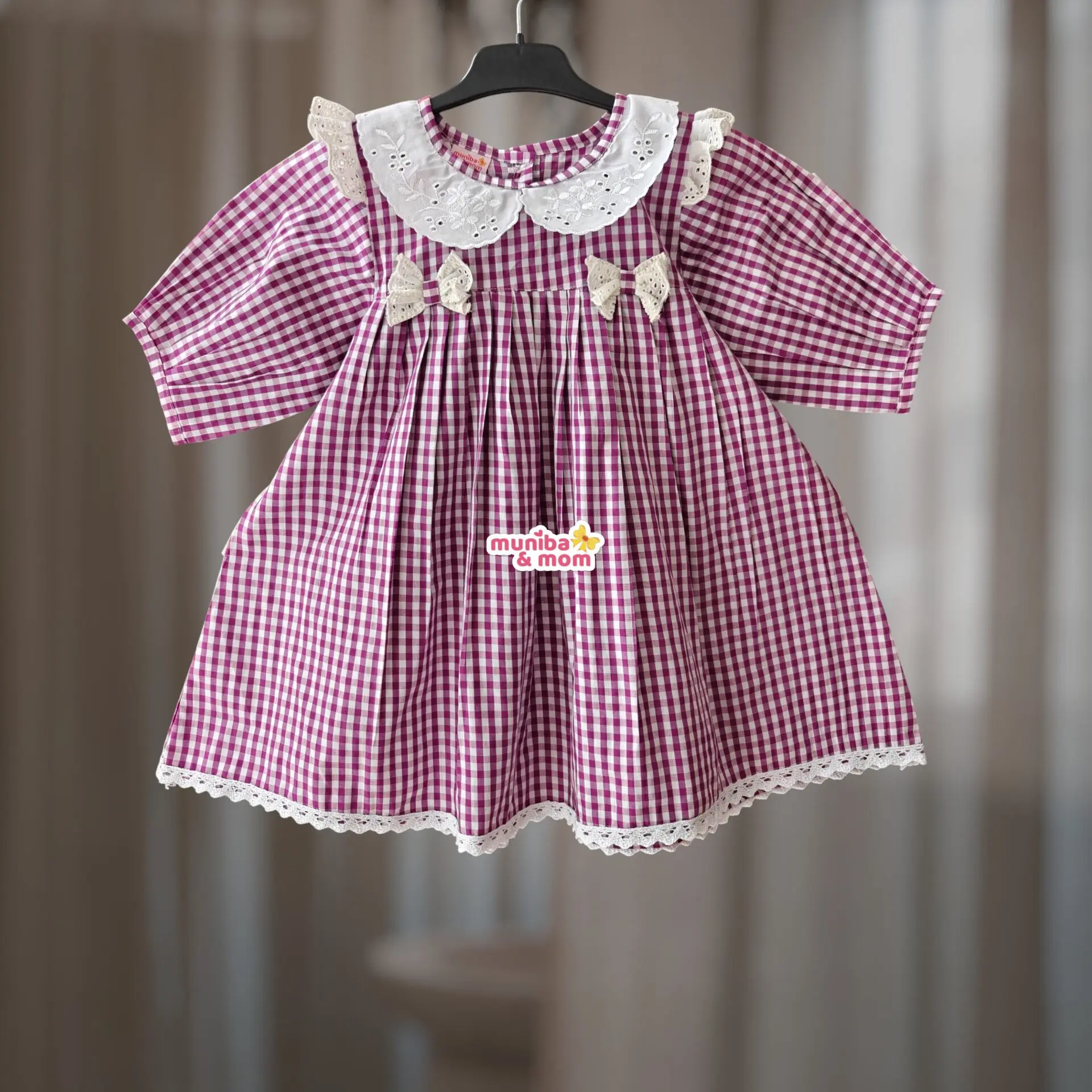 Purple Check Premium Cotton Frock CC101T1
