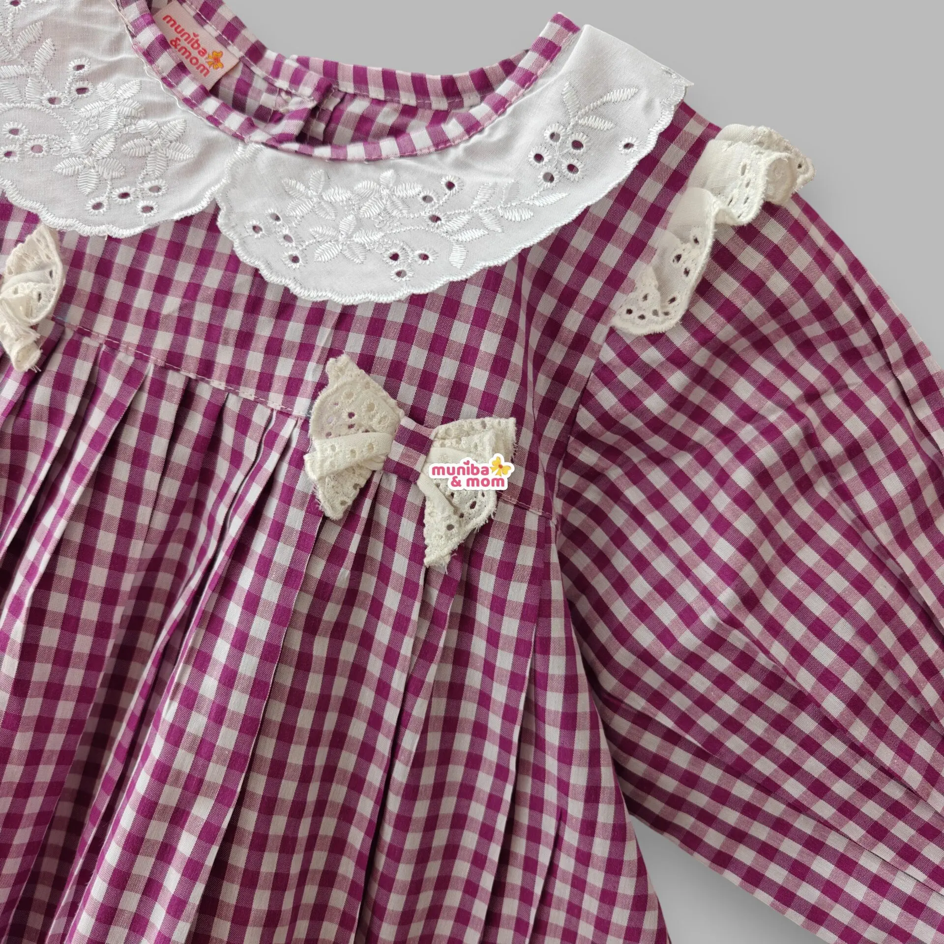 Purple Check Premium Cotton Frock CC101T1 - Image 2