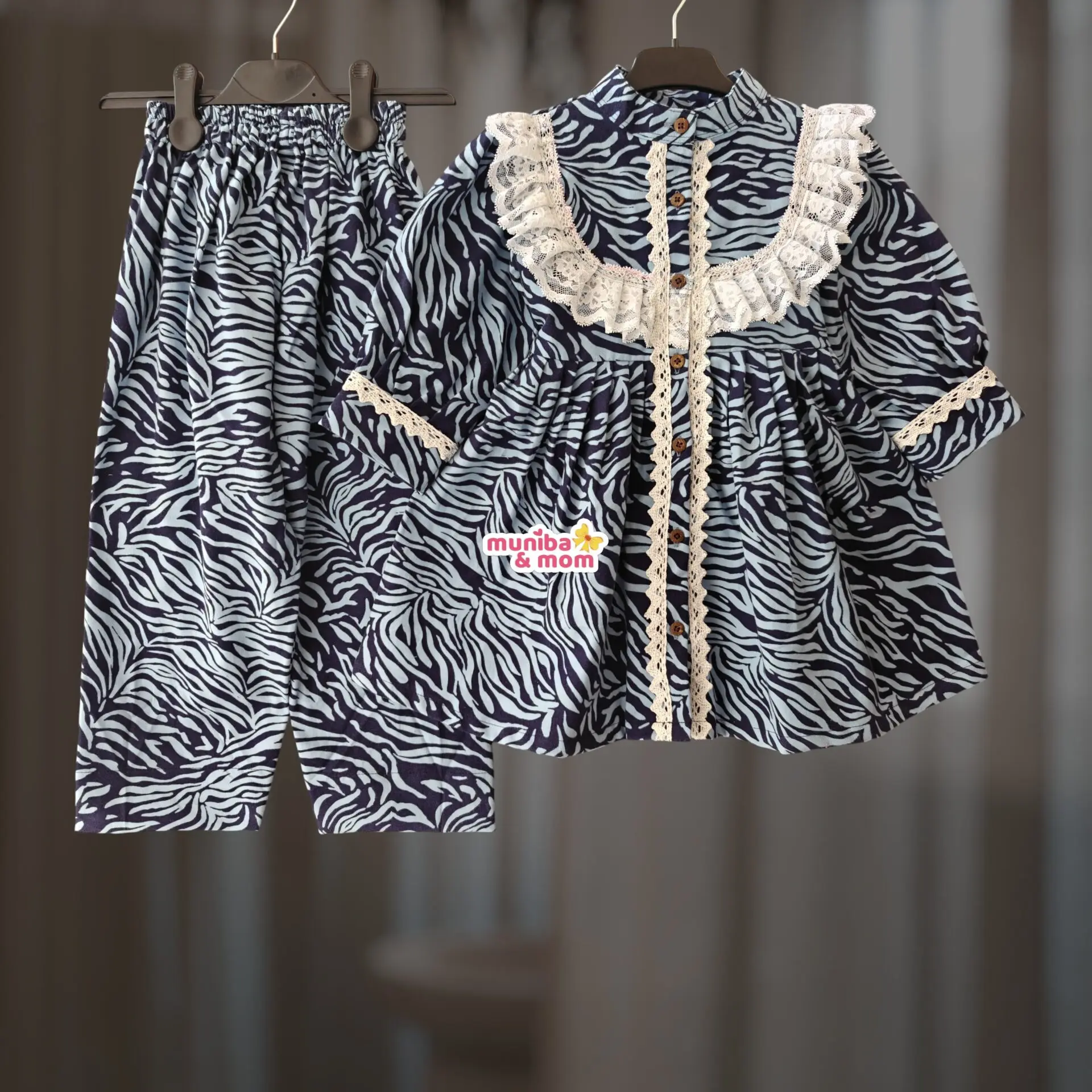 Zebra Stripe Flannel Frock-Set FL74T3