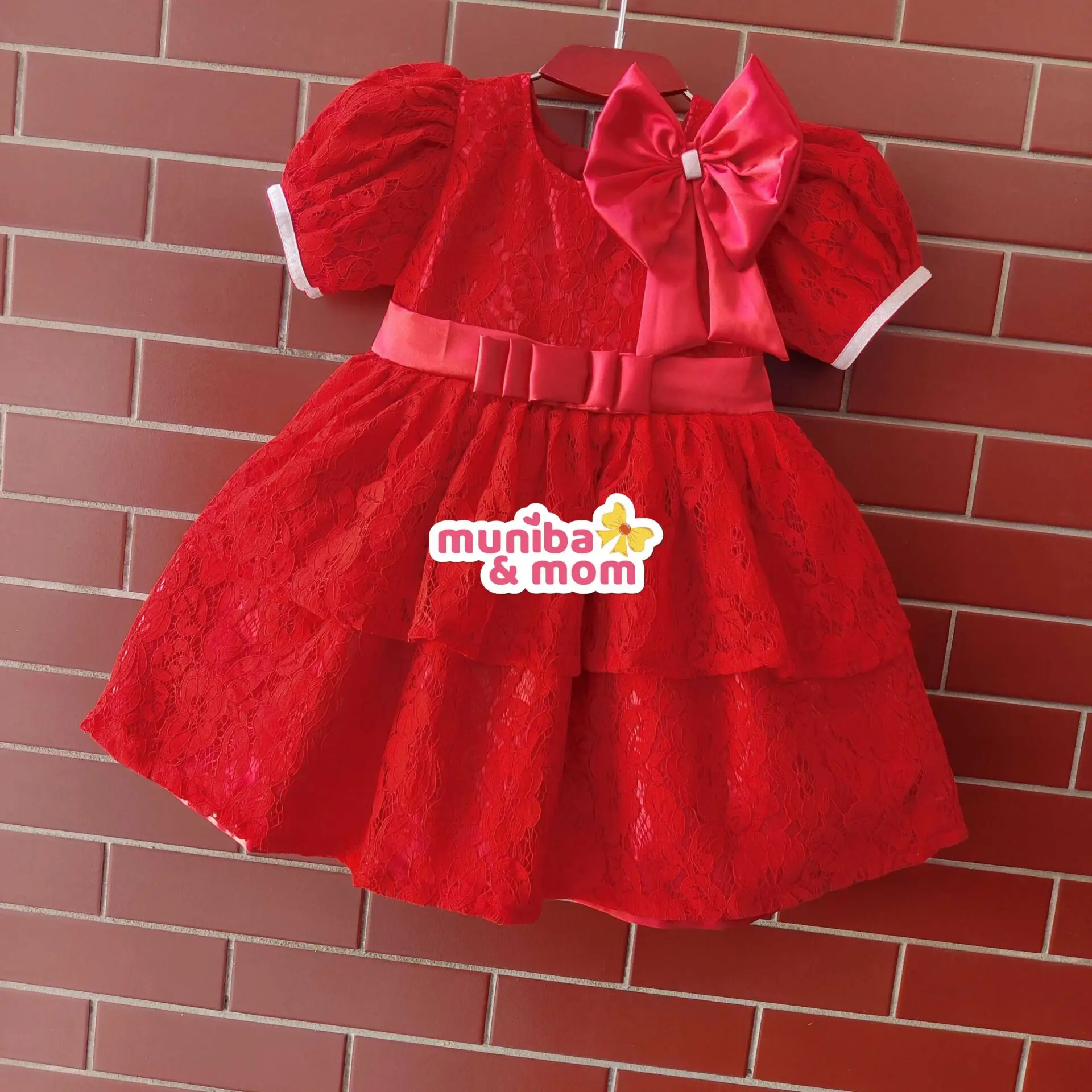 Red Organza Party Frock OP2T1 - Image 3