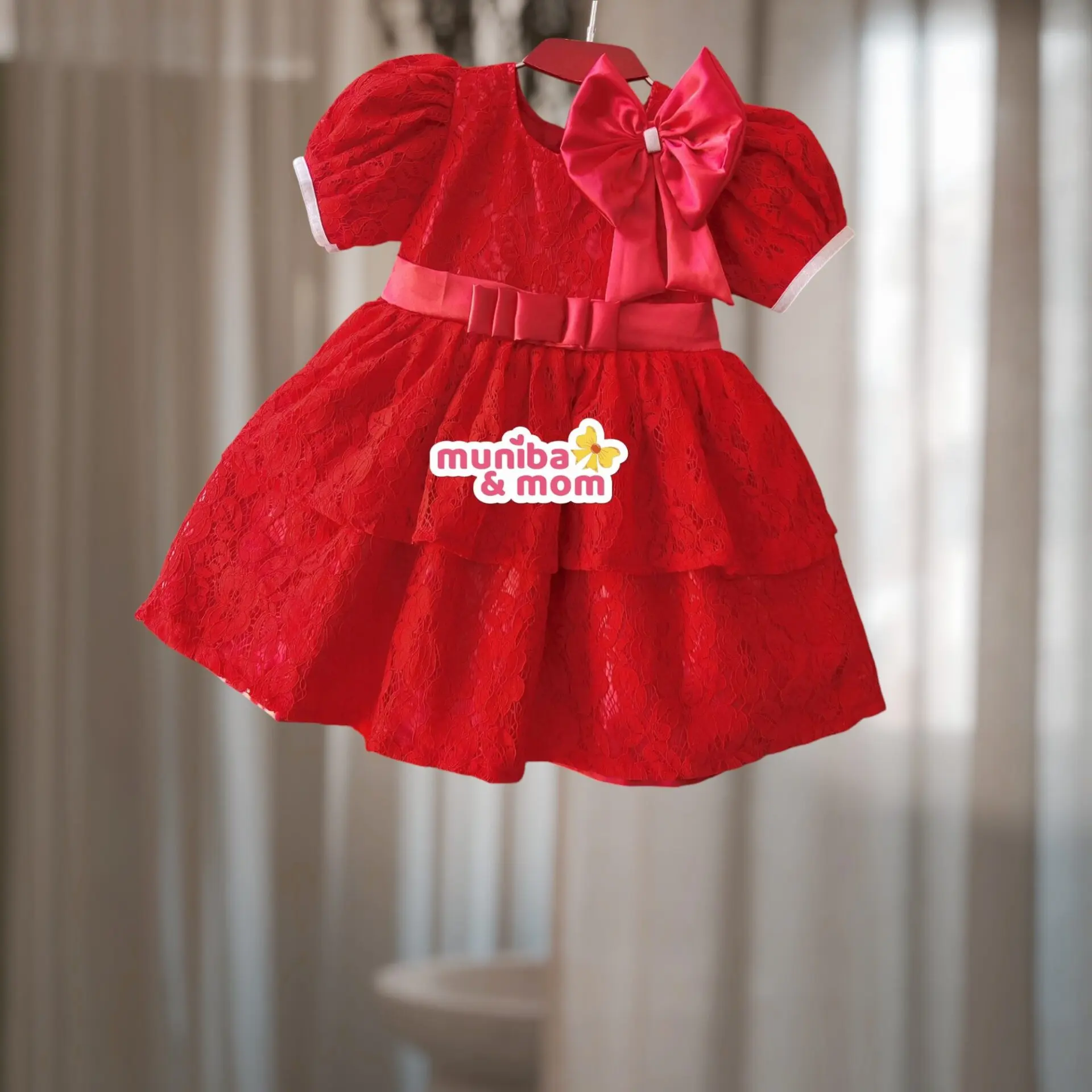 Red Organza Party Frock OP2T1