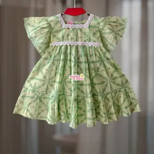  Lemon Digital Print Pure Cotton Frock PC194T2