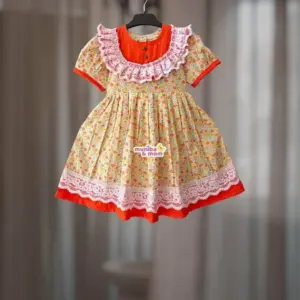  Orange-Yellow Premium Pure Cotton Frock CC104T1