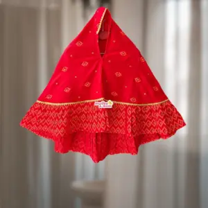  Red Ruffled Hijab Aarong Cotton HJ18T1