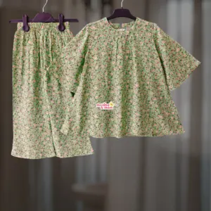 Mint Floral Linen Top-Set M6T1