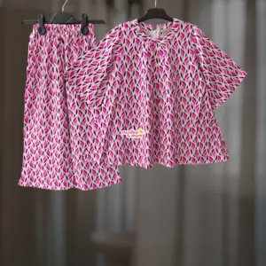 Magenta Bloom Linen Top-Set M6T5