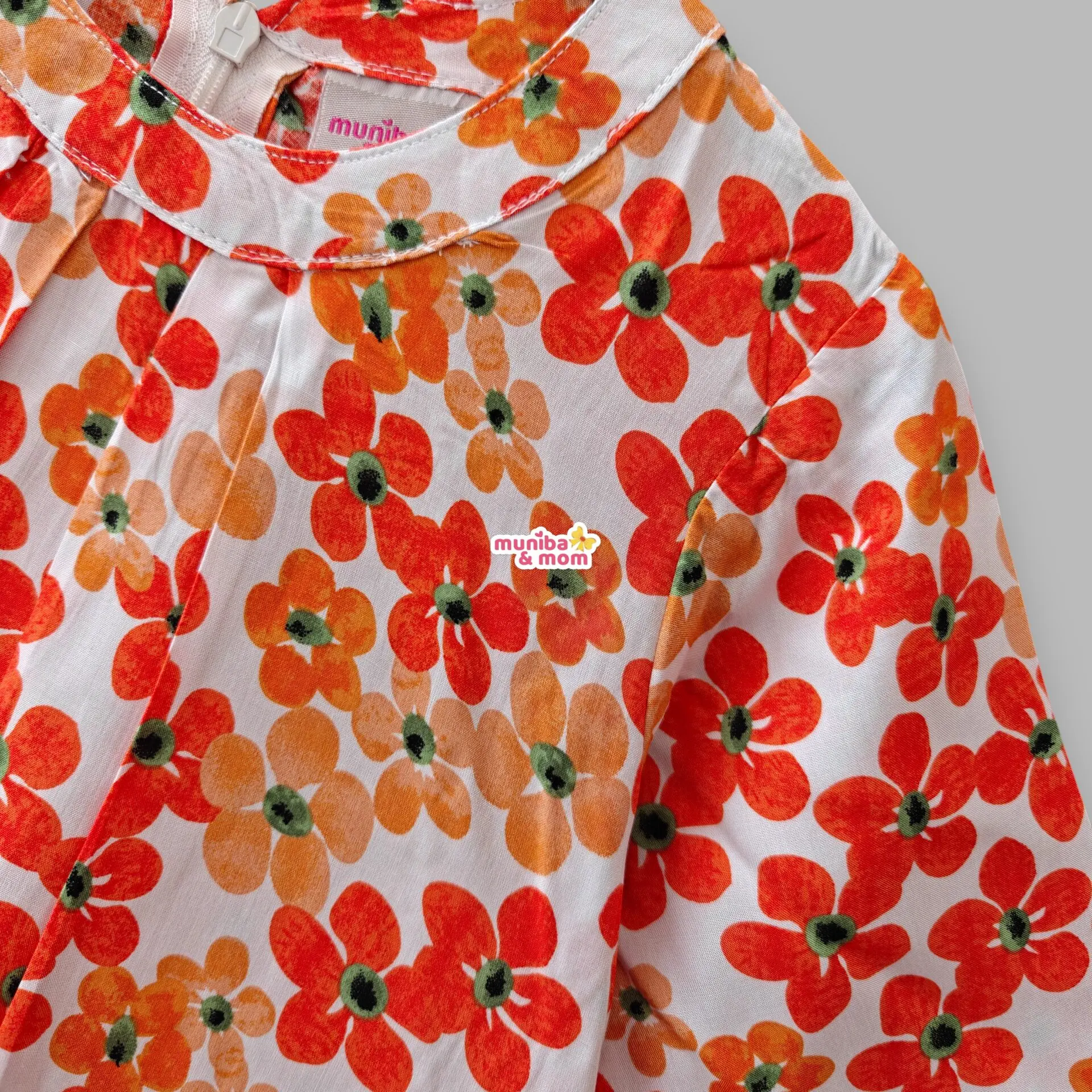 Orange Floral Linen Top-Set M6T6 - Image 2