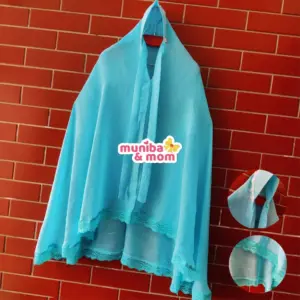  SkyBlue Ruffled Hijab Slub Cotton HJ10T1