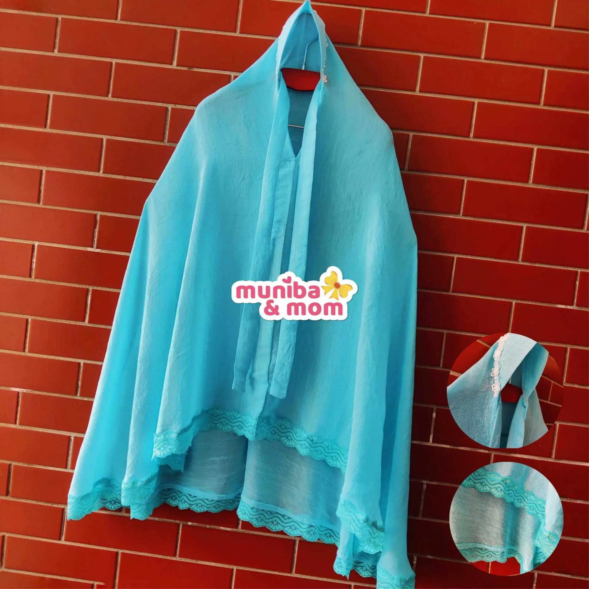 SkyBlue Ruffled Hijab Slub Cotton HJ10T1