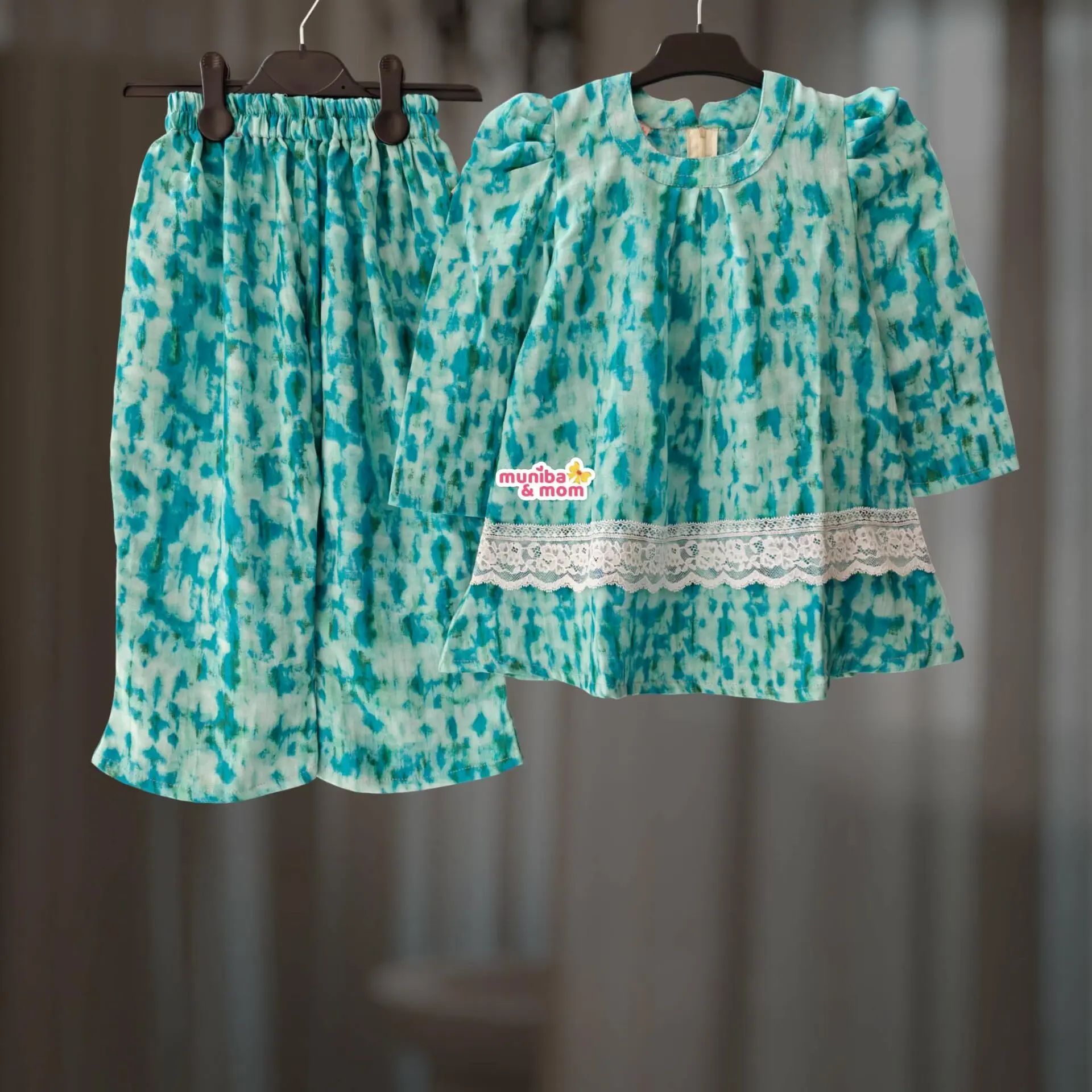 Ocean Blue Muslin Cotton Top-set DM12T1