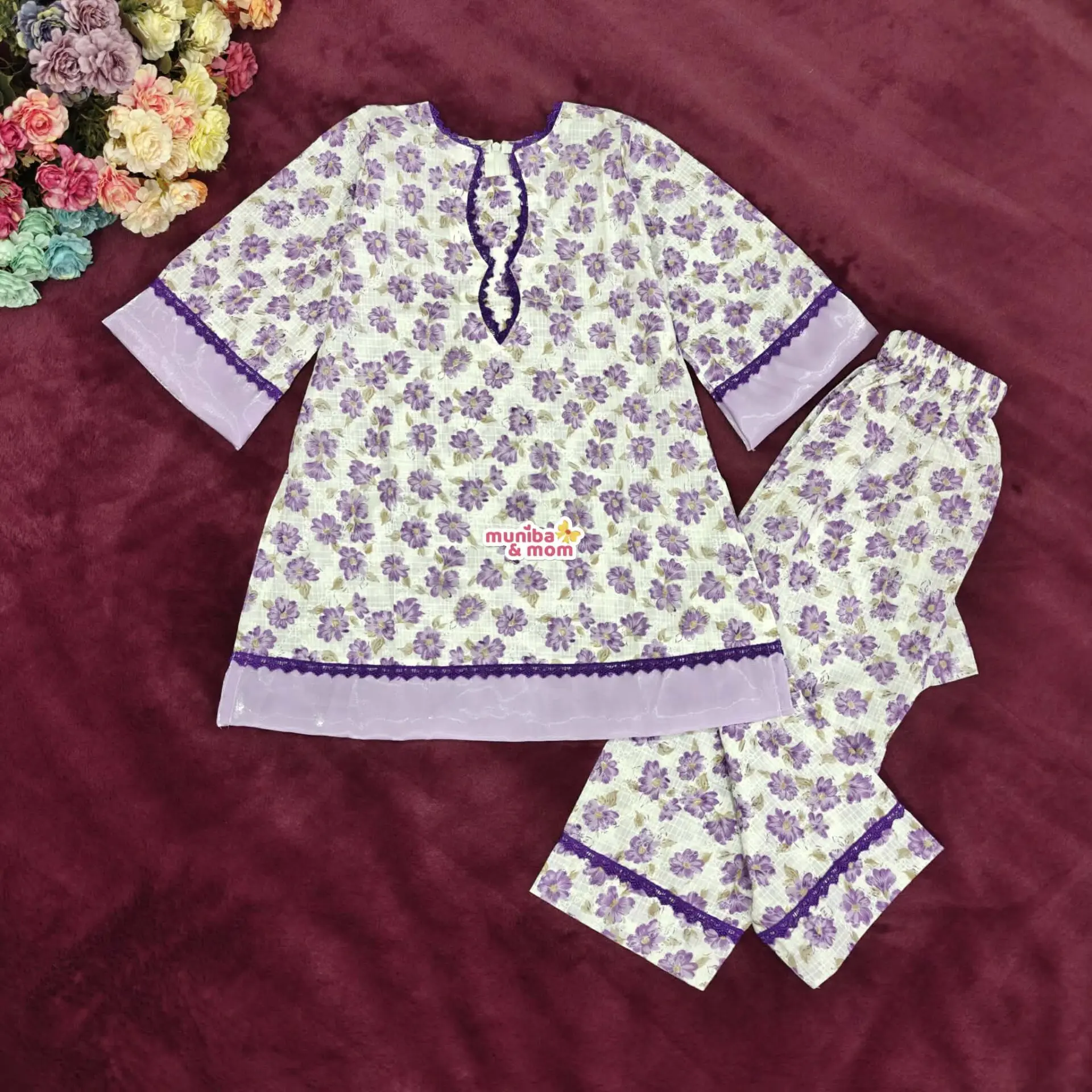 Lavender Premium Cotton Salwar Kamiz Set (CC111T2)