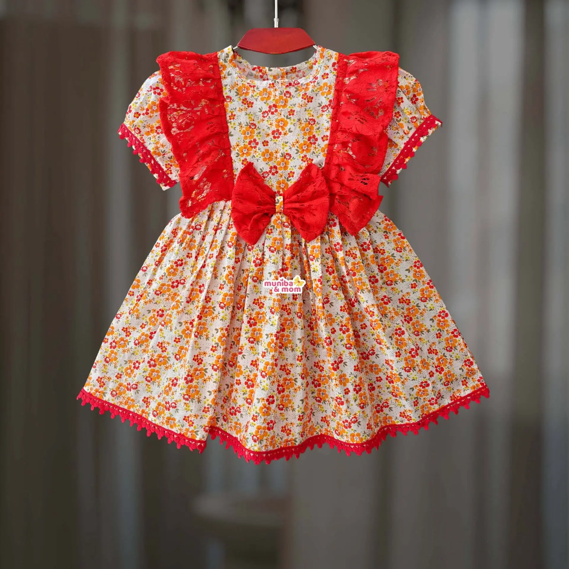 Basanti Red Cotton frock CC113T1
