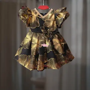  Foil Printed Organza  Party Frock OP6T1