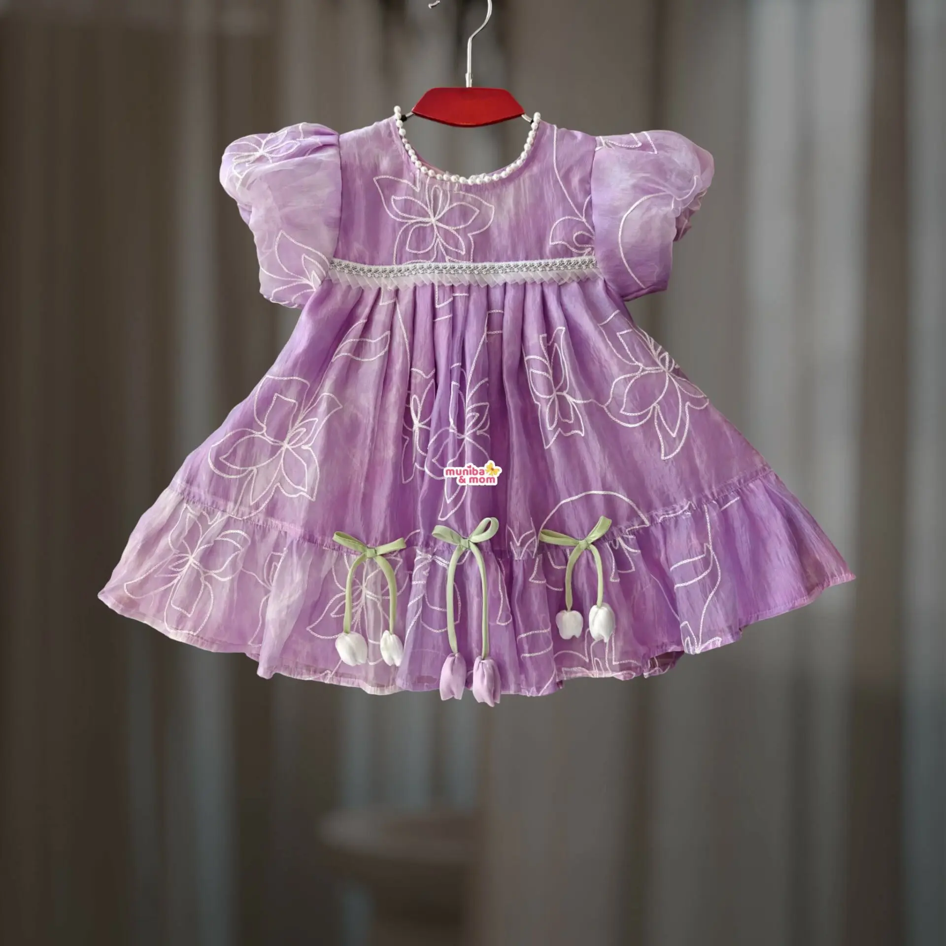Laverder Shade Organza Party Frock (OP9T1)