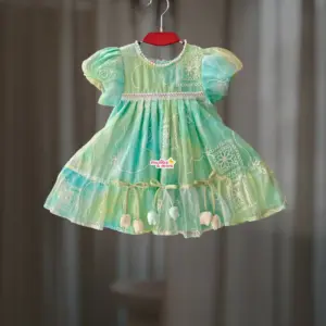 Sky Pest Shade Organza  Party Frock (OP8T1)