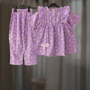 Purple Daisy Premium Cotton Top-Set M7T2