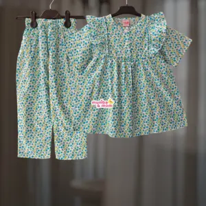 Blue Floral Premium Cotton Top-Set M7T5